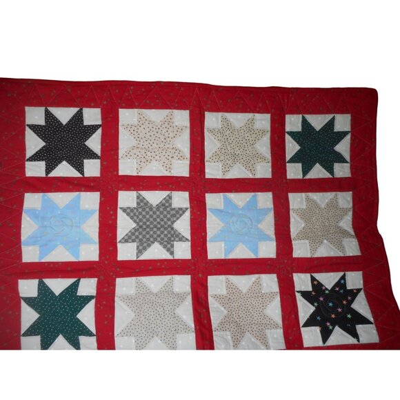 Vintage 1990s Quilted rectangle lap blanket or wall hanging Follow Your Star - Picture 2 of 10